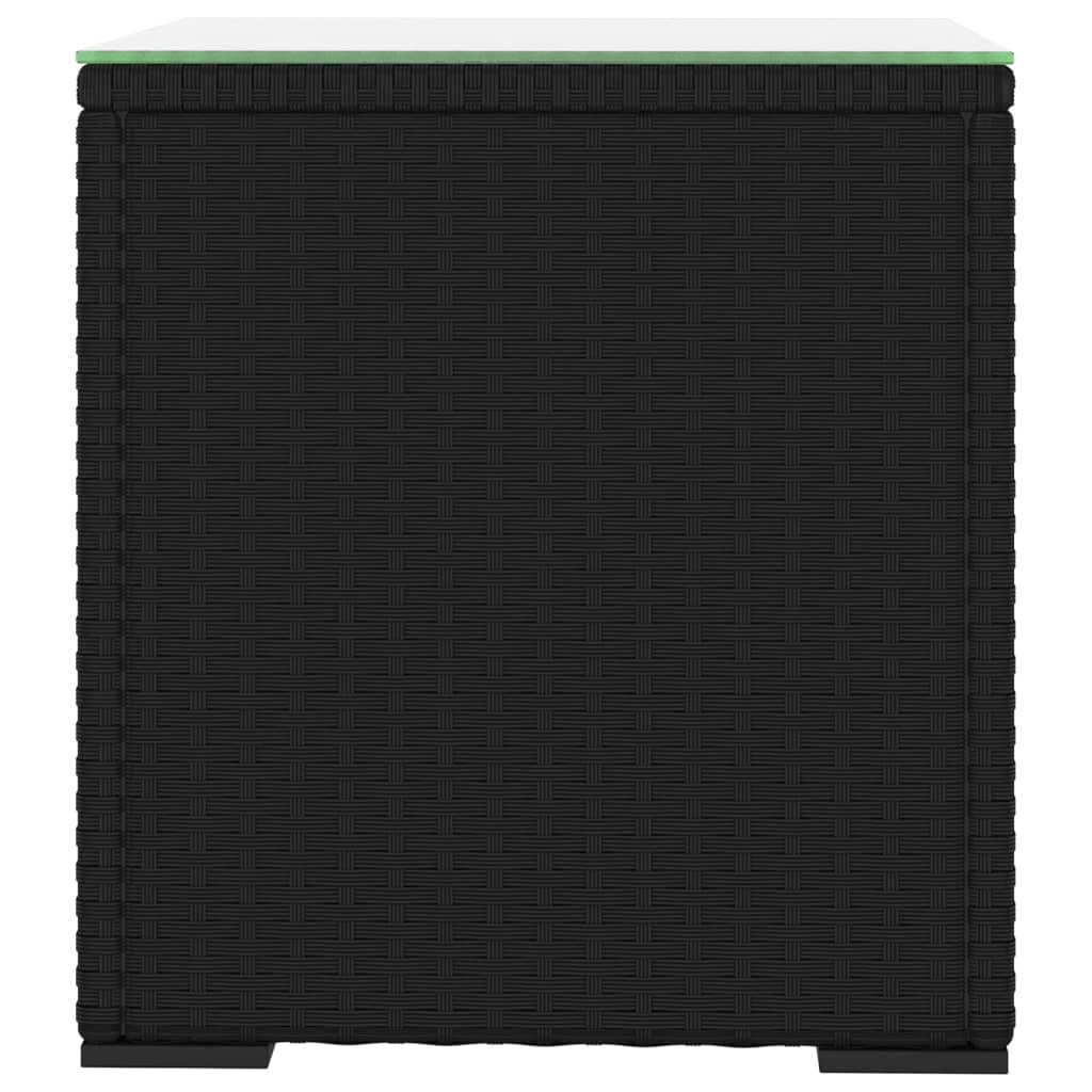 Masă laterală, negru, 40x37x40,5 cm poliratan/sticlă securizată GartenMobel Dekor