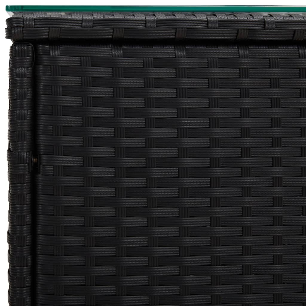 Masă laterală, negru, 40x37x40,5 cm poliratan/sticlă securizată GartenMobel Dekor