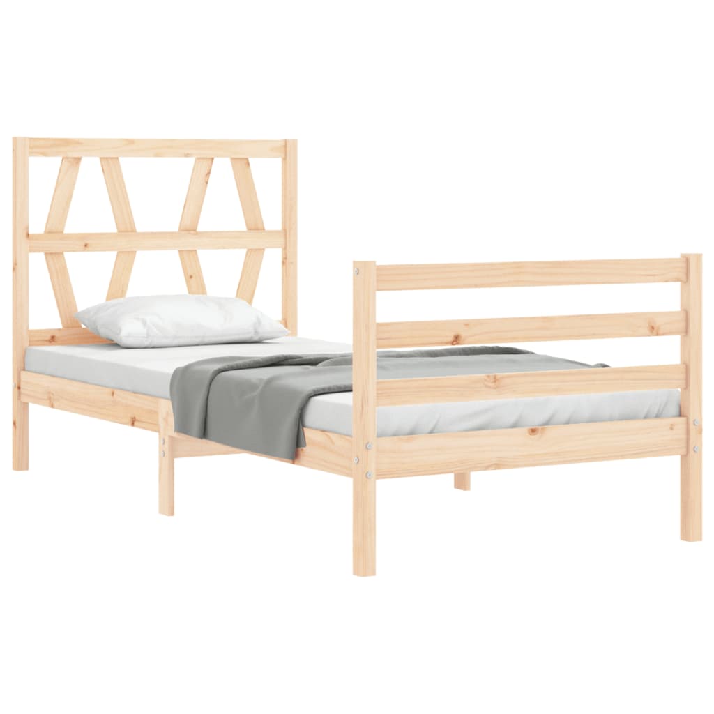 Cadru de pat cu tăblie single, lemn masiv GartenMobel Dekor