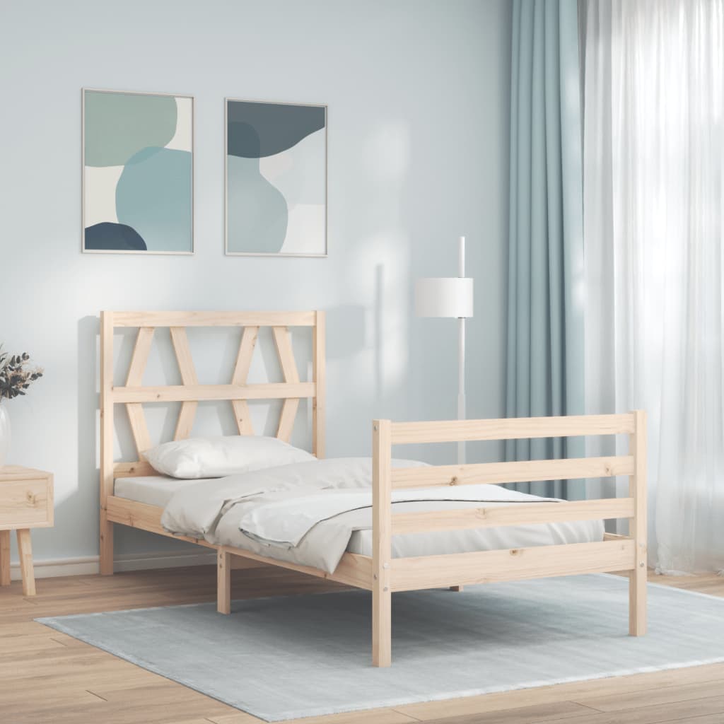 Cadru de pat cu tăblie single, lemn masiv GartenMobel Dekor