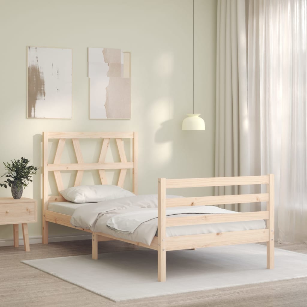 Cadru de pat cu tăblie single, lemn masiv GartenMobel Dekor