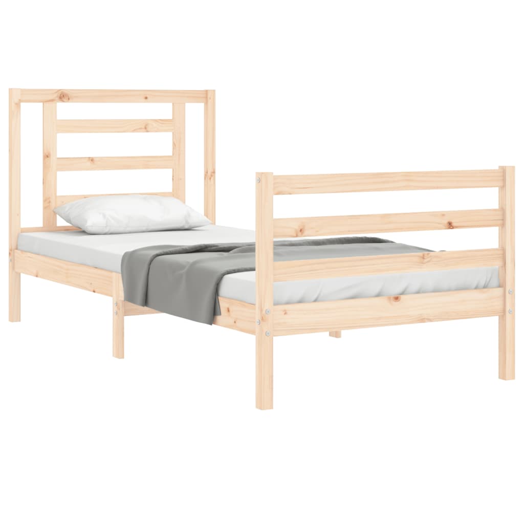 Cadru de pat cu tăblie single, lemn masiv GartenMobel Dekor