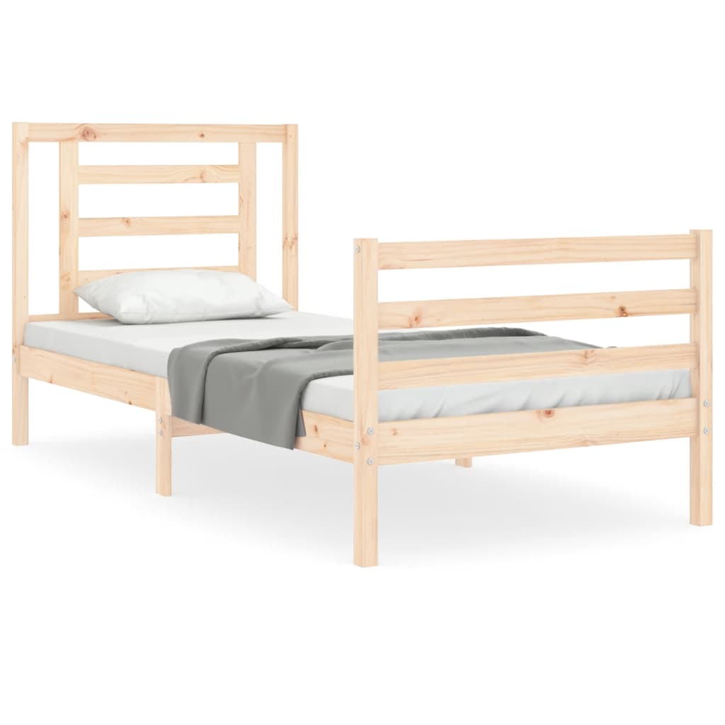 Cadru de pat cu tăblie single, lemn masiv GartenMobel Dekor