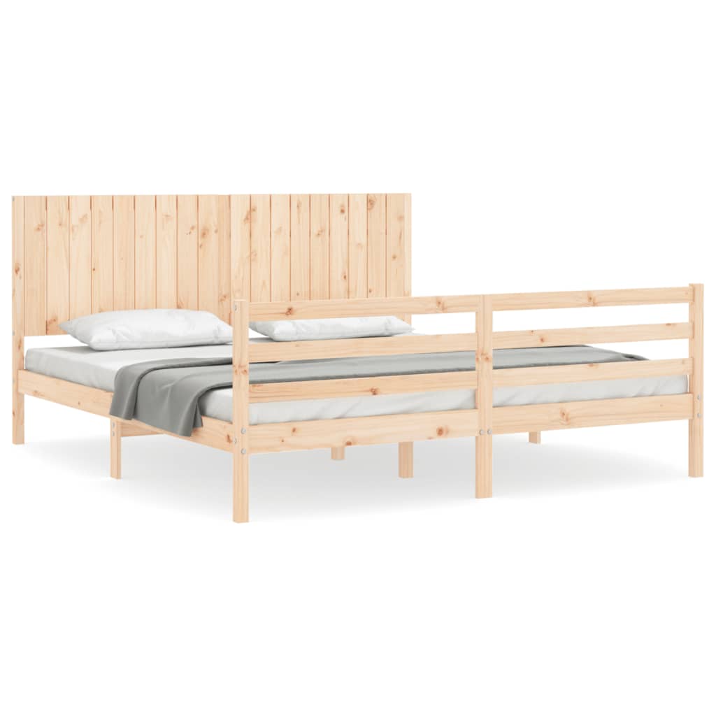 Cadru de pat cu tăblie Super King Size, lemn masiv GartenMobel Dekor