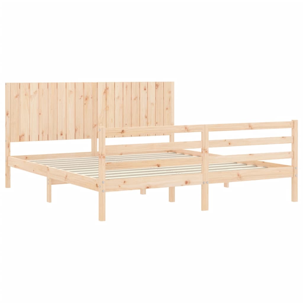 Cadru de pat cu tăblie Super King Size, lemn masiv GartenMobel Dekor