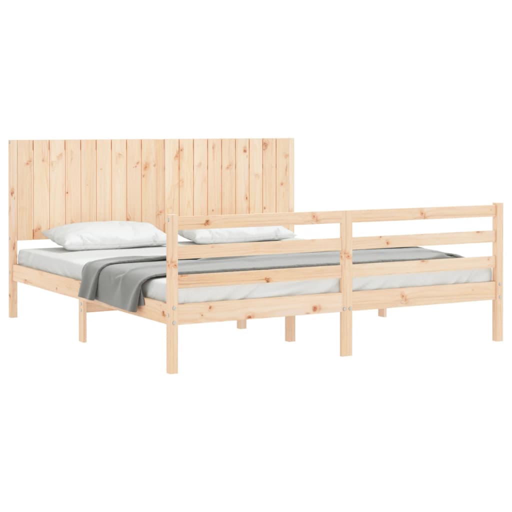 Cadru de pat cu tăblie Super King Size, lemn masiv GartenMobel Dekor