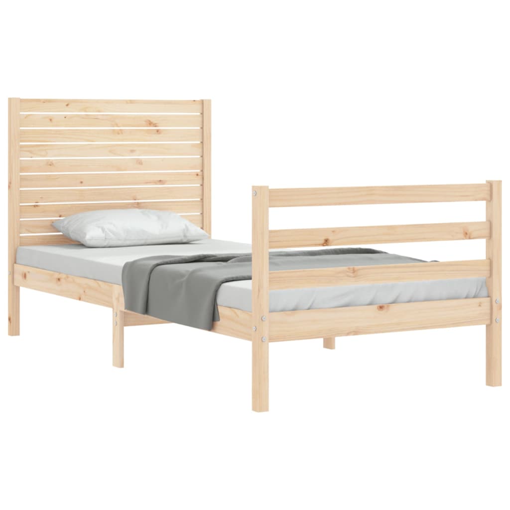 Cadru de pat cu tăblie single, lemn masiv GartenMobel Dekor