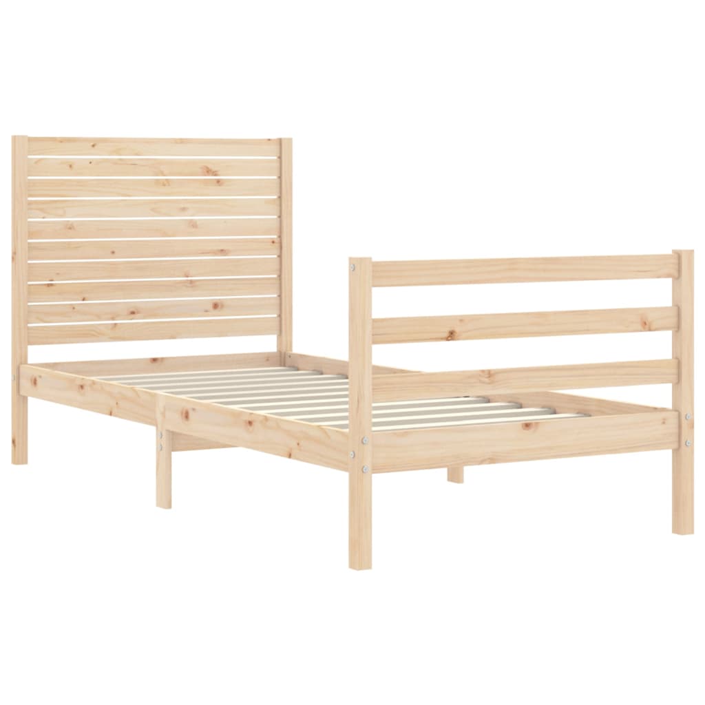 Cadru de pat cu tăblie single, lemn masiv GartenMobel Dekor