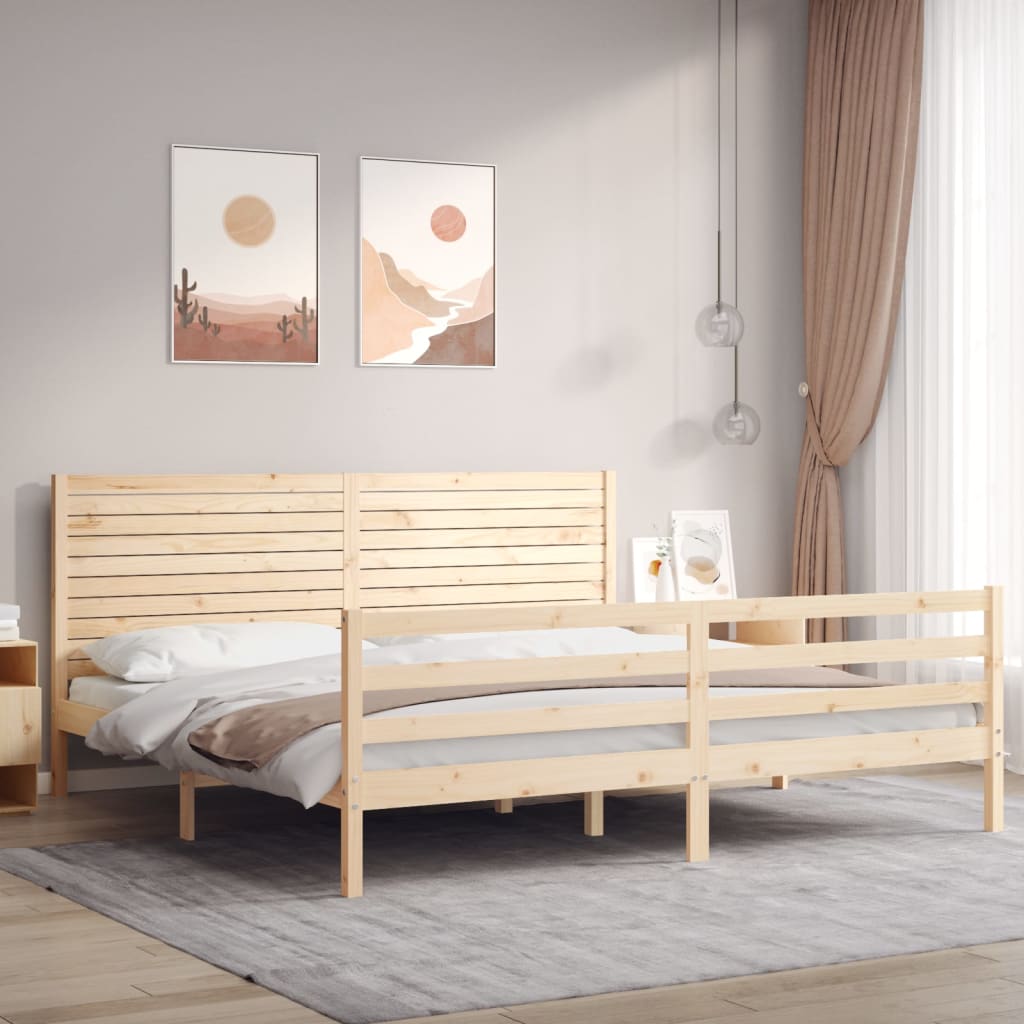 Cadru de pat cu tăblie Super King Size, lemn masiv GartenMobel Dekor