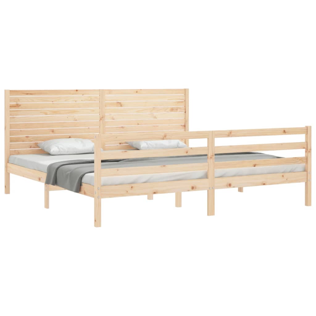 Cadru de pat cu tăblie Super King Size, lemn masiv GartenMobel Dekor