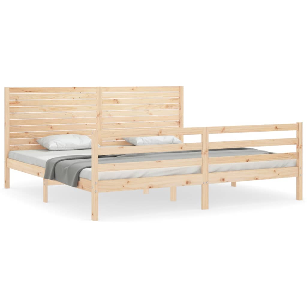 Cadru de pat cu tăblie Super King Size, lemn masiv GartenMobel Dekor