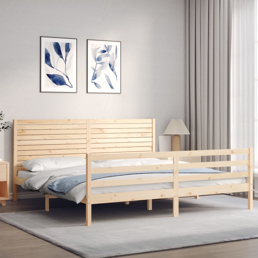 Cadru de pat cu tăblie Super King Size, lemn masiv GartenMobel Dekor