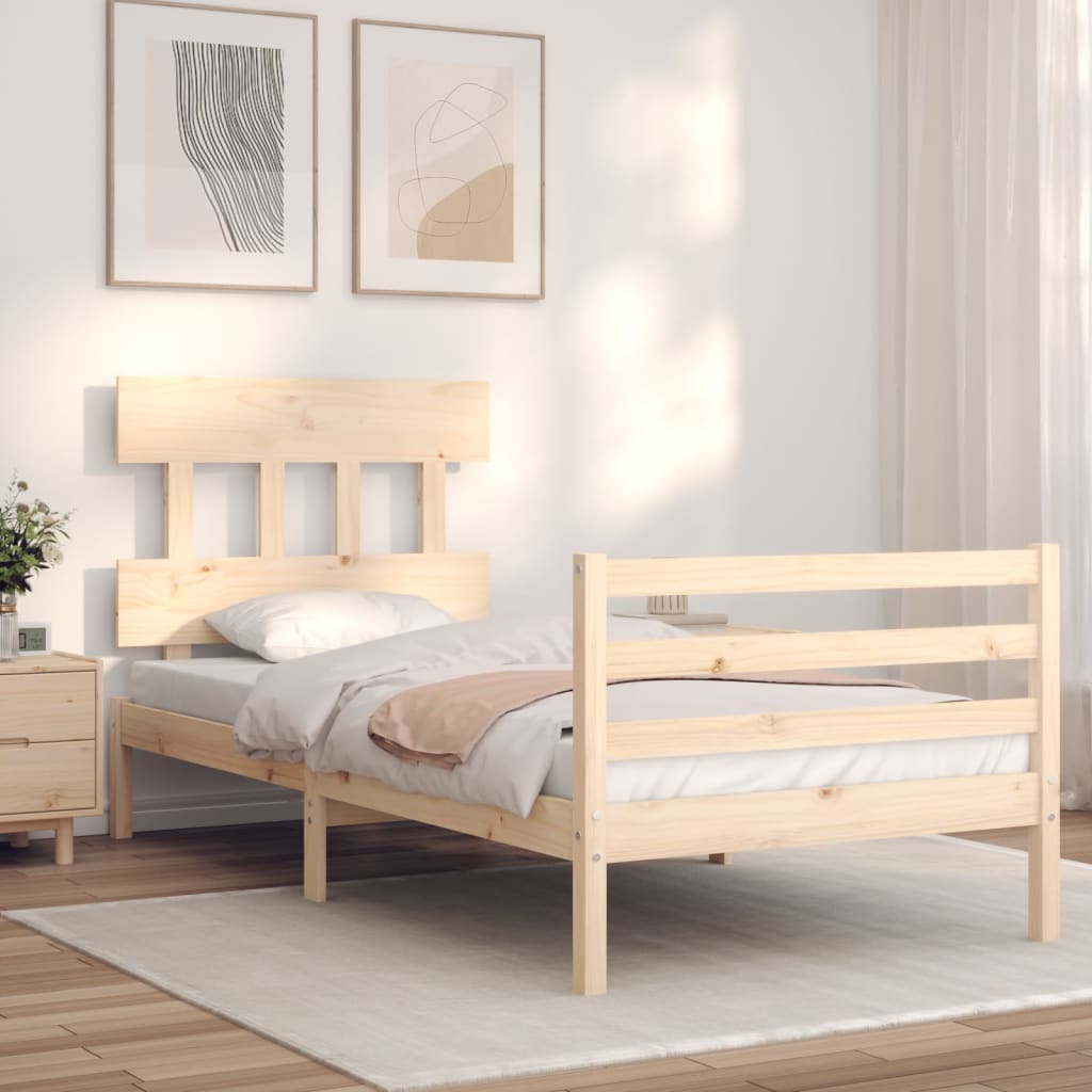 Cadru de pat cu tăblie single, lemn masiv GartenMobel Dekor