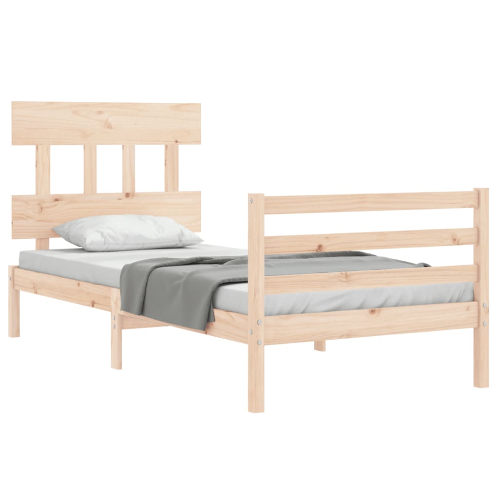 Cadru de pat cu tăblie single, lemn masiv GartenMobel Dekor