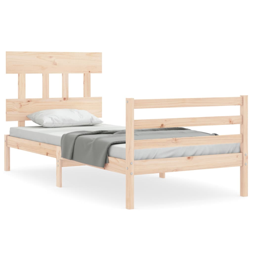 Cadru de pat cu tăblie single, lemn masiv GartenMobel Dekor