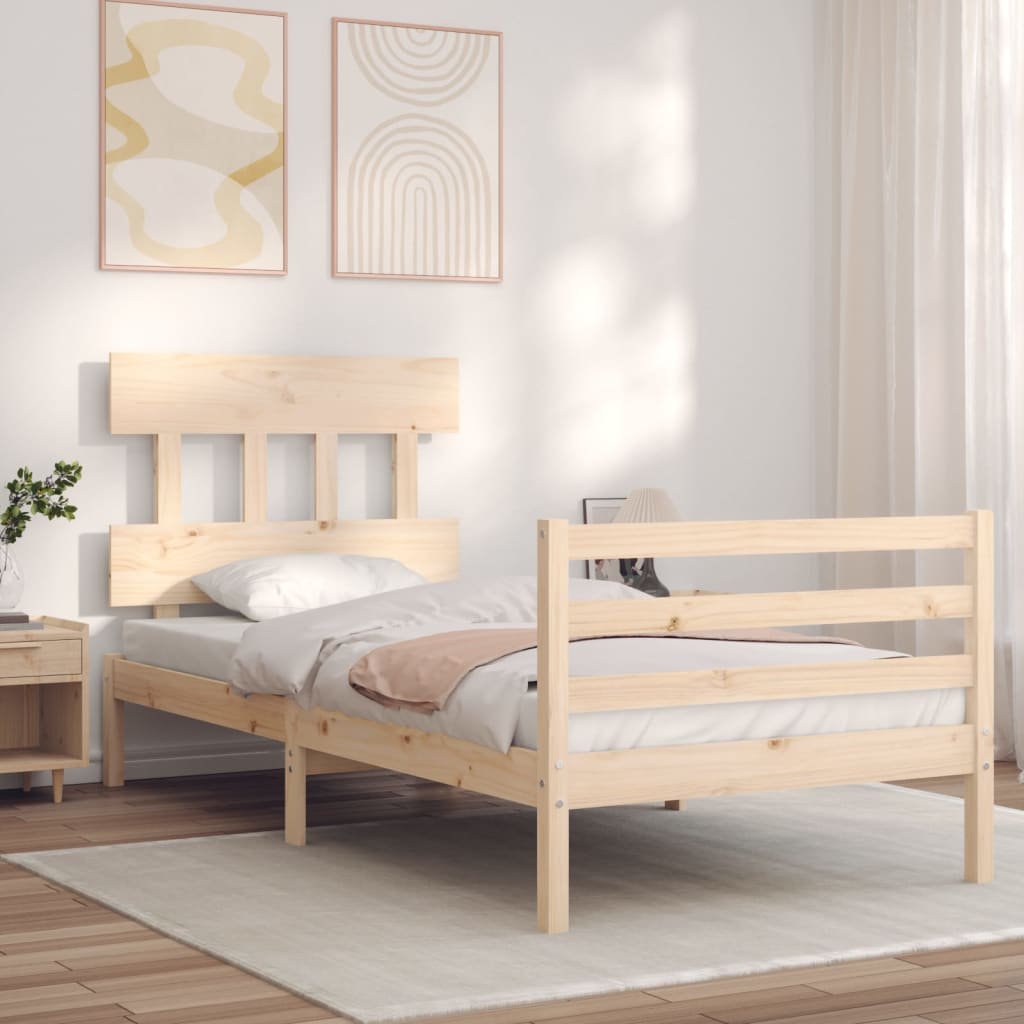 Cadru de pat cu tăblie single, lemn masiv GartenMobel Dekor