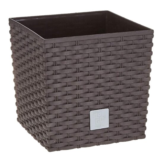Ghiveci de flori, Prosperplast, Rato Low, patrat, 6.8 L, imitatie ratan, maro, 20x20x20.2 cm GartenVIP DiyLine