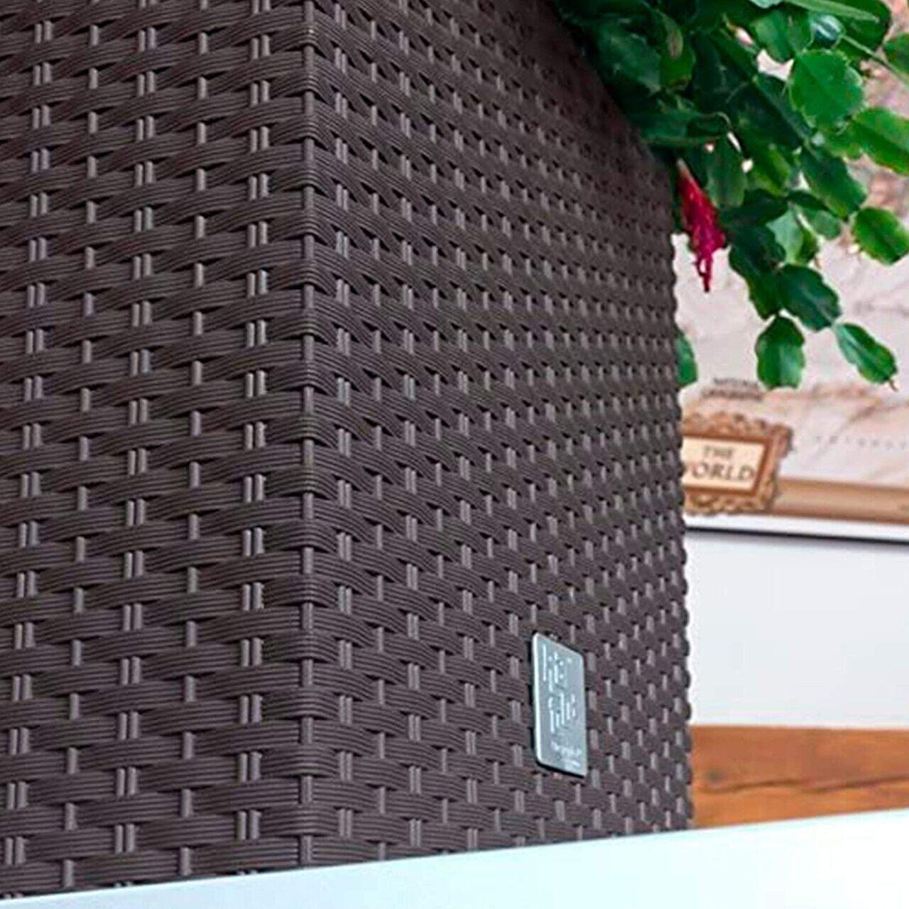 Ghiveci de flori, Prosperplast, Rato Low, patrat, 6.8 L, imitatie ratan, maro, 20x20x20.2 cm GartenVIP DiyLine