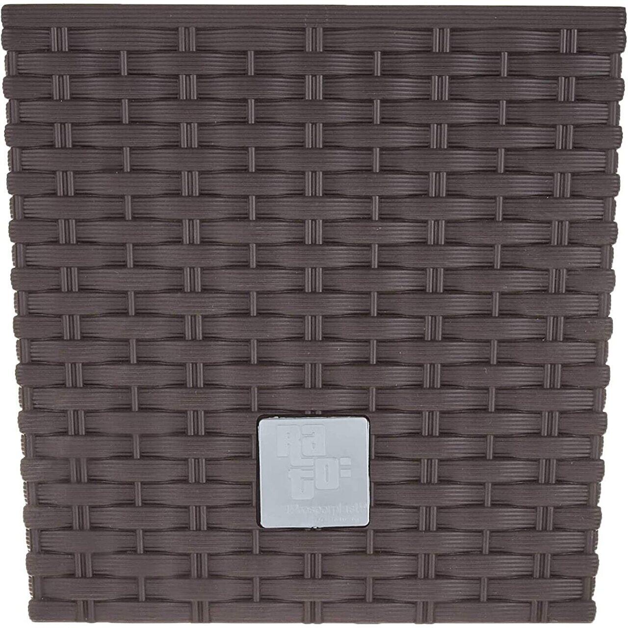 Ghiveci de flori, Prosperplast, Rato Low, patrat, 6.8 L, imitatie ratan, maro, 20x20x20.2 cm GartenVIP DiyLine