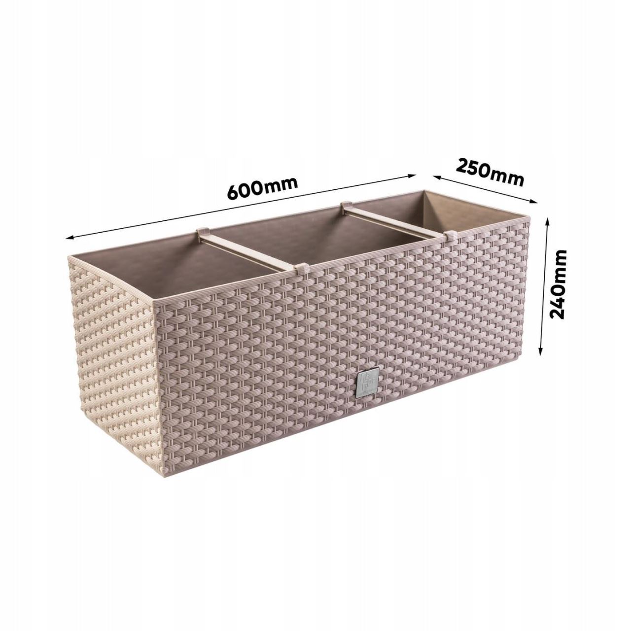 Jardiniera decorativa, sistem irigare, imitatie ratan, cafeniu, 30 L, 60x25x24 cm, Rato Case GartenVIP DiyLine