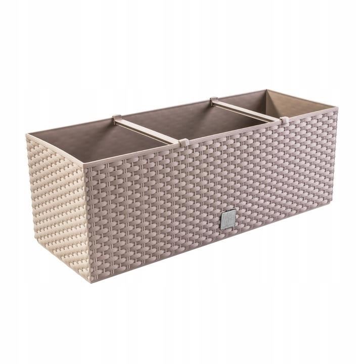 Jardiniera decorativa, sistem irigare, imitatie ratan, cafeniu, 30 L, 60x25x24 cm, Rato Case GartenVIP DiyLine