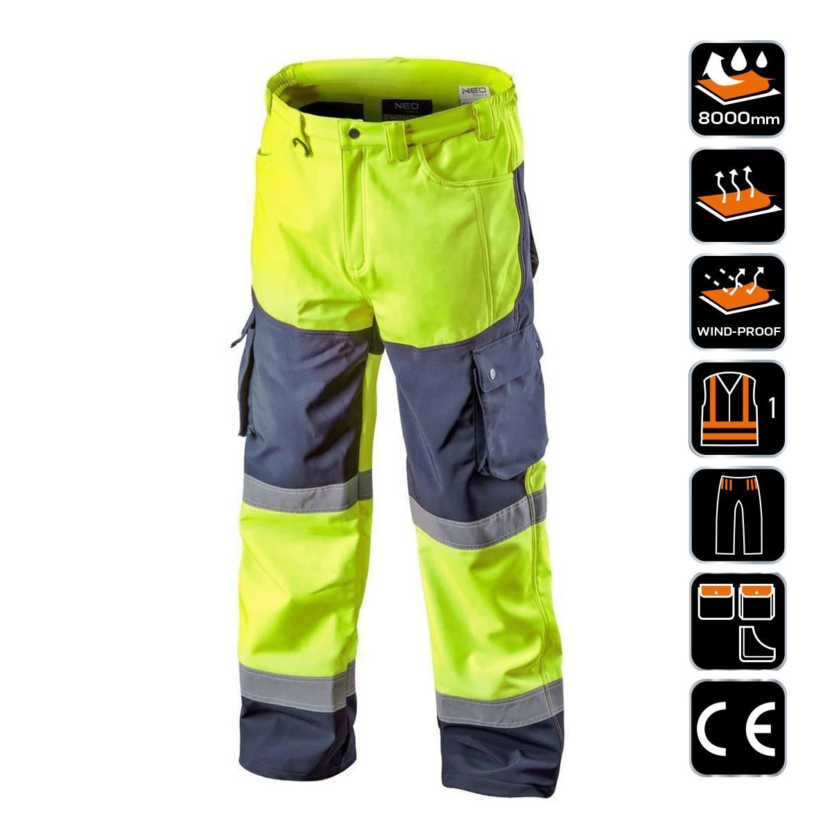 Pantaloni de lucru, reflectorizanti, impermeabili, galben, model Visibility, marimea L/52, NEO GartenVIP DiyLine
