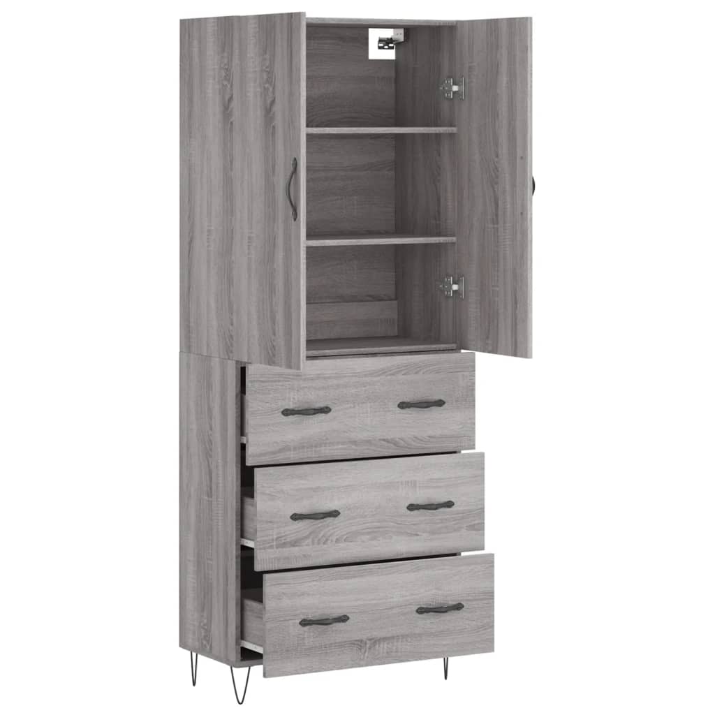 Dulap înalt, gri sonoma, 69,5x34x180 cm, lemn compozit GartenMobel Dekor