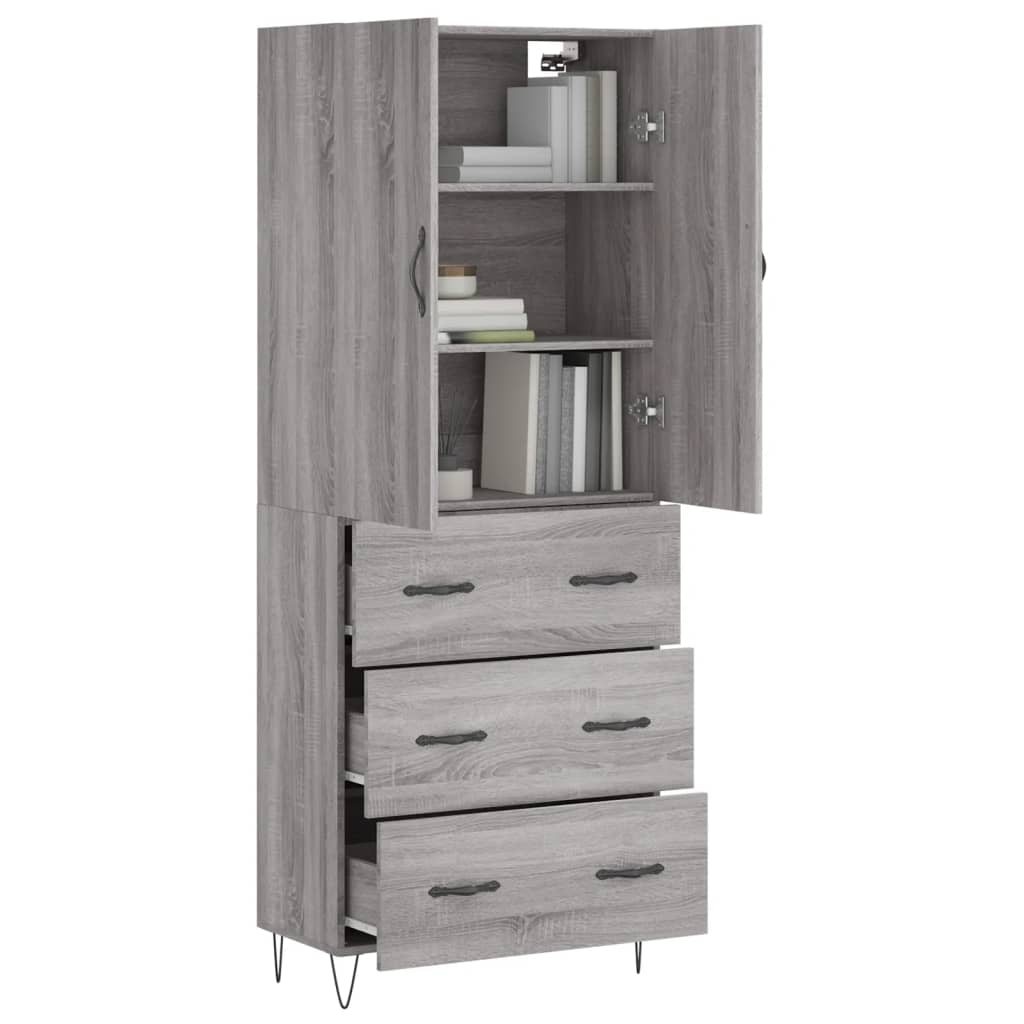 Dulap înalt, gri sonoma, 69,5x34x180 cm, lemn compozit GartenMobel Dekor