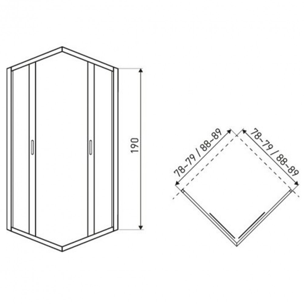 Kerra Cabină de duș pătrată Tiara Square Gold 90x90 cm fără cădiță de duș Mobalis Homvera