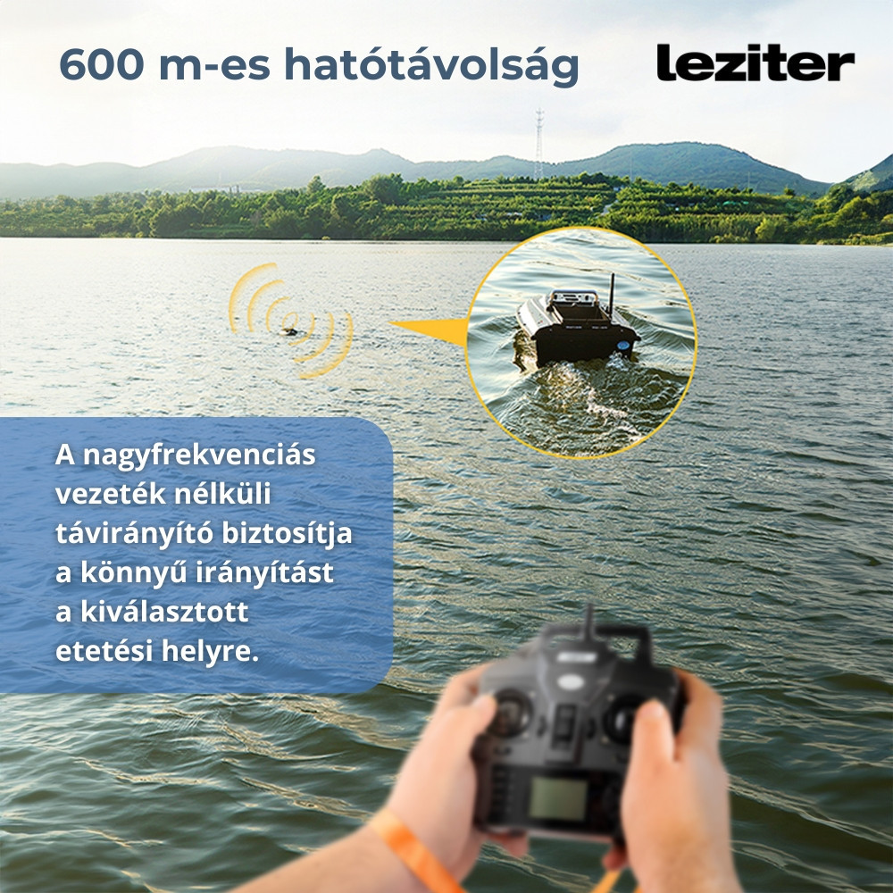 Leziter Barcă cu momeală X2 GPS, ejector spate, camuflaj verde Mobalis Homvera