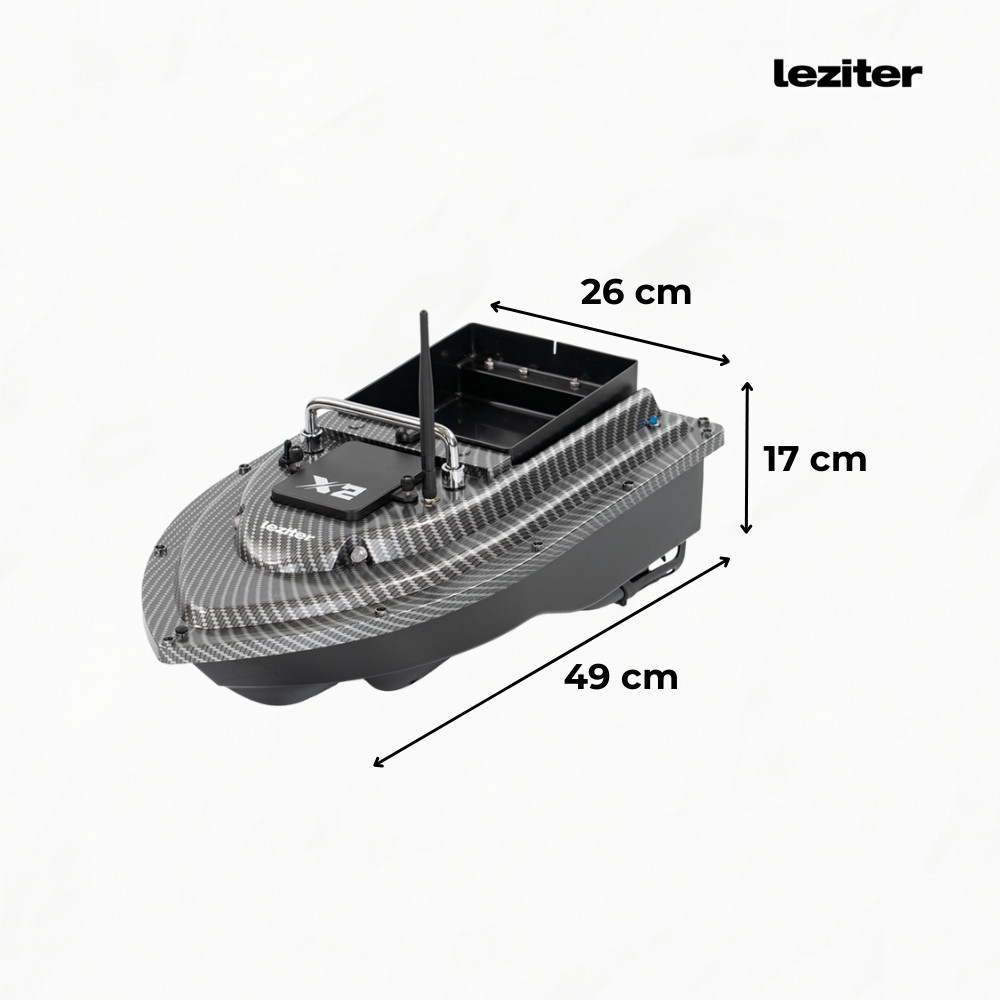 Leziter Barcă cu momeli X2 GPS, ejector spate din carbon Mobalis Homvera
