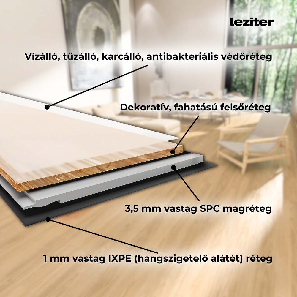 Leziter Pardoseală laminată din vinil SPC Leziter Kent Oak Mobalis Homvera
