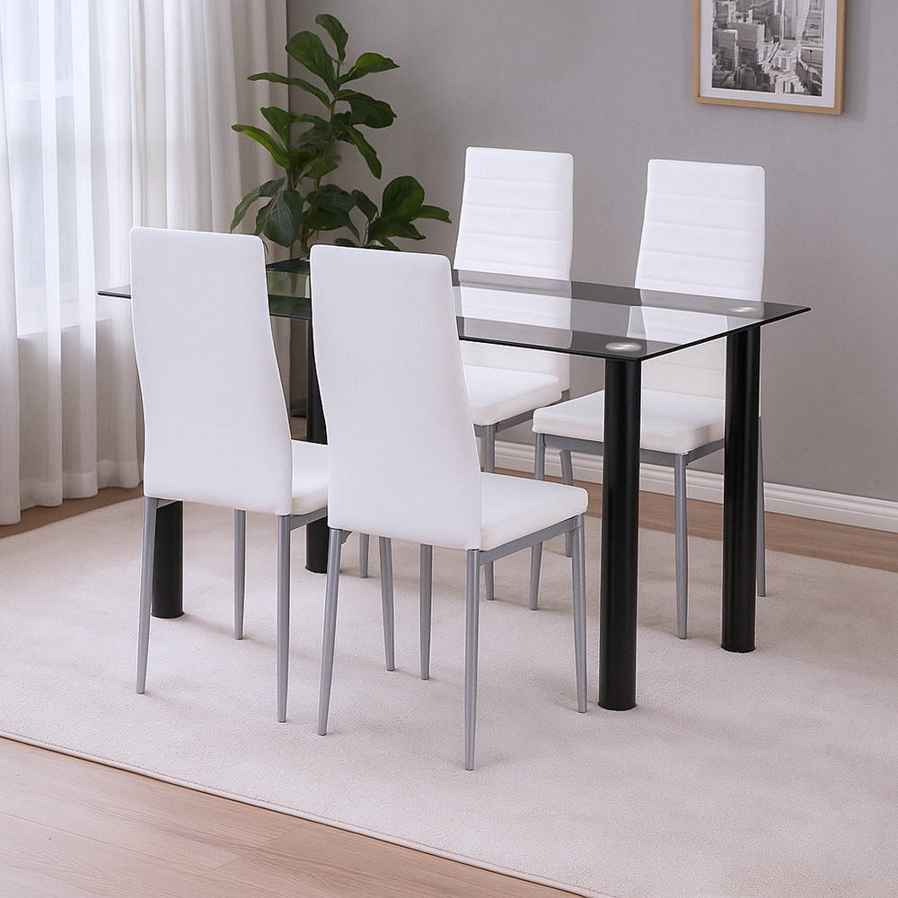 Leziter Set de masă Denton 4 1 alb-gri Mobalis Homvera