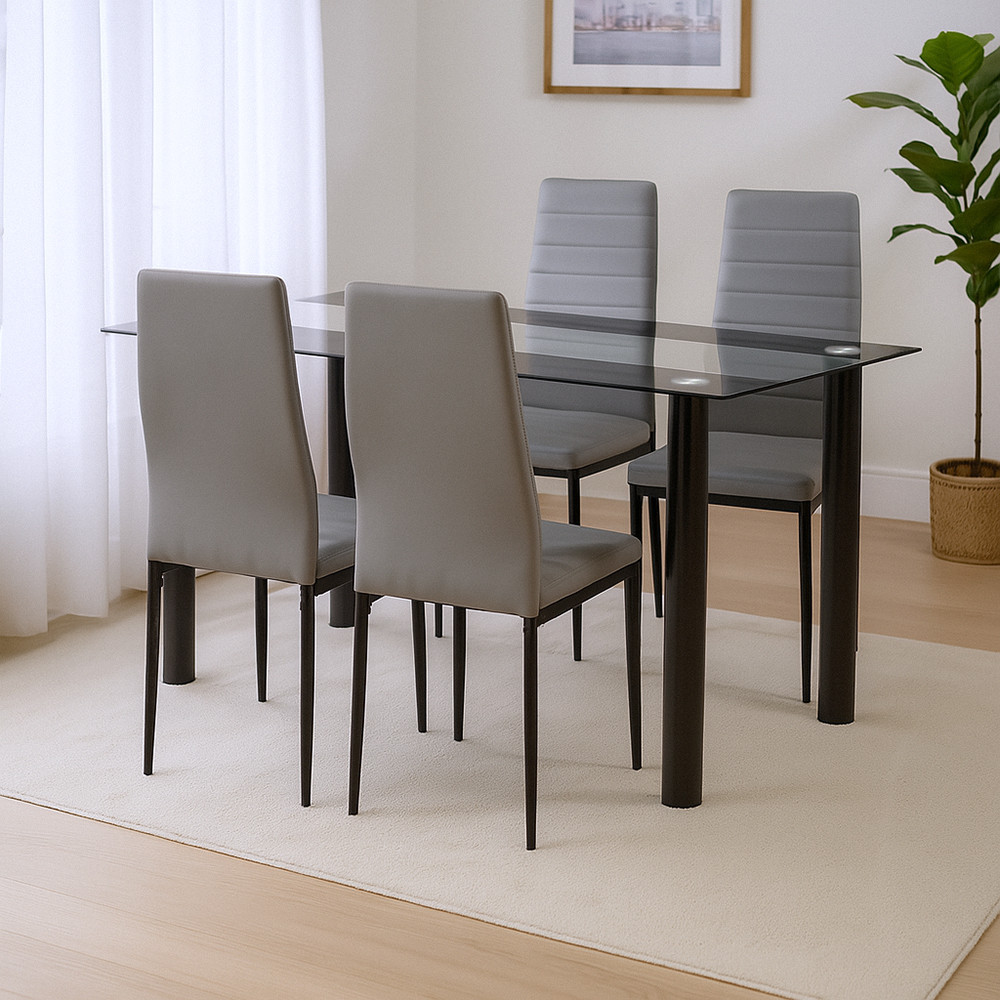 Leziter Set de masă Denton 4 1 gri-negru Mobalis Homvera