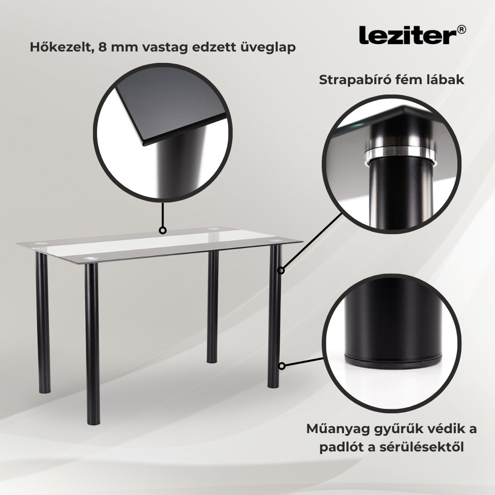 Leziter Set de masă Denton 4 1 gri-negru Mobalis Homvera