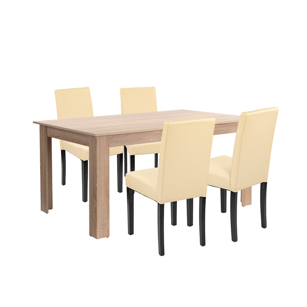 Leziter Set de masă Leon 4 1 stejar Sonoma-bej Mobalis Homvera