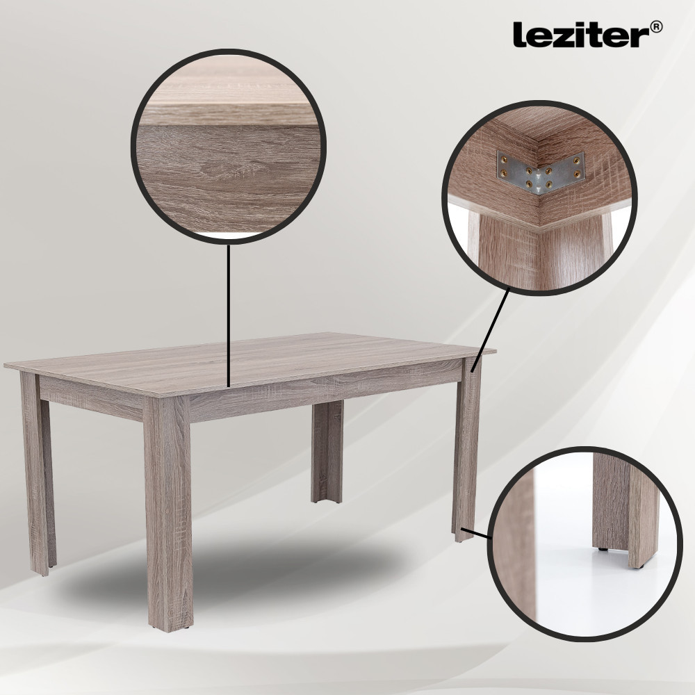 Leziter Set de masă Leon 6 1 stejar York-bej Mobalis Homvera