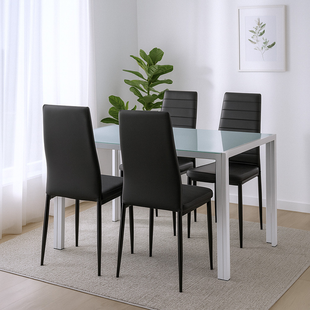 Leziter Set de masă Liana 4 1 negru Mobalis Homvera