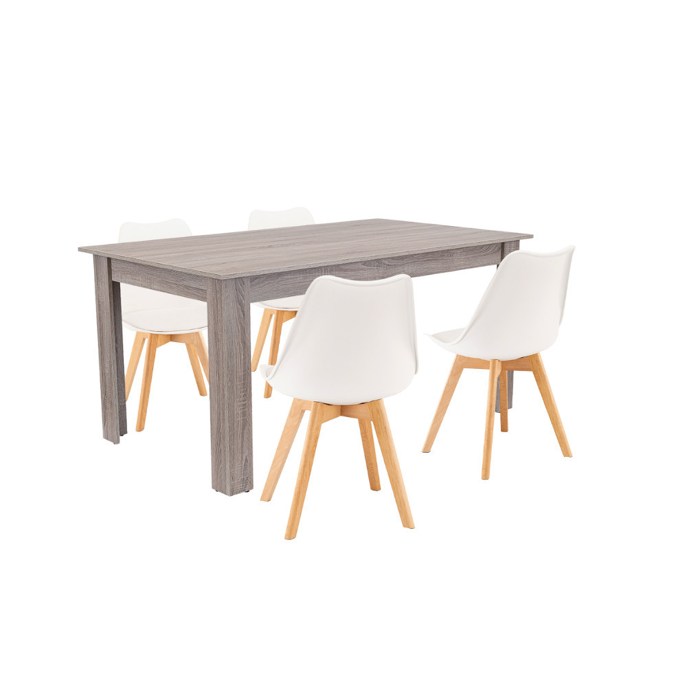 Leziter Set de masă Lola 4 1 alb-stejar York Mobalis Homvera