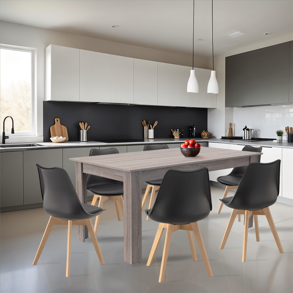 Leziter Set de masă Lola 6 1 stejar negru-York Mobalis Homvera