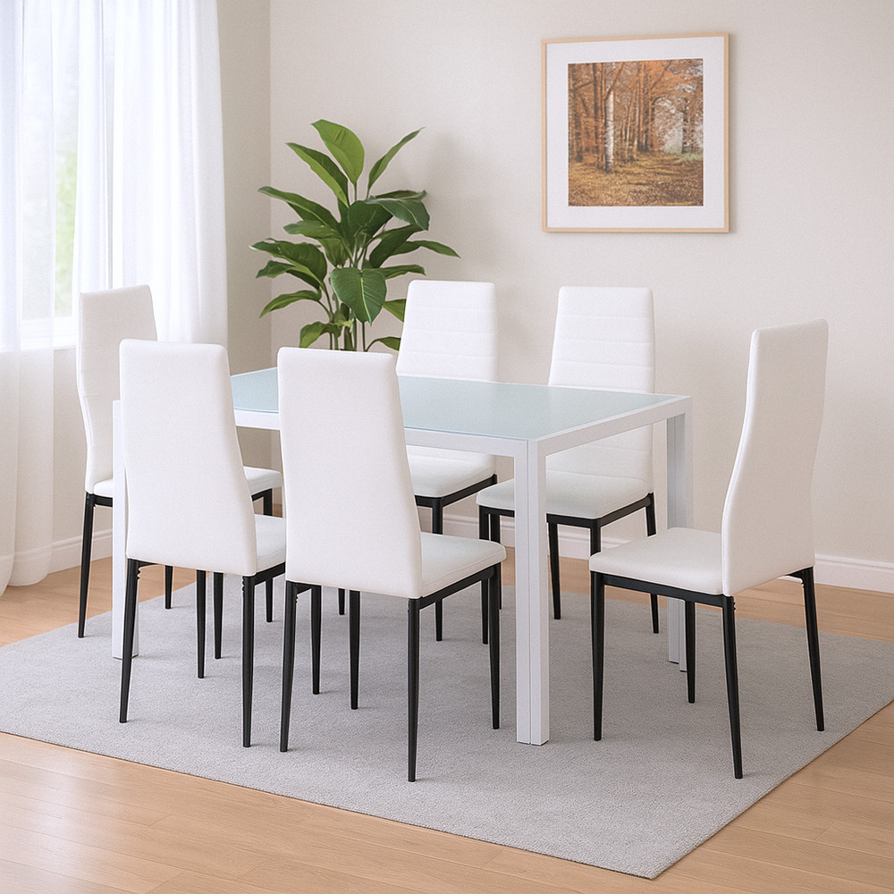 Leziter Set de masă Mabel 6 1 alb-negru Mobalis Homvera