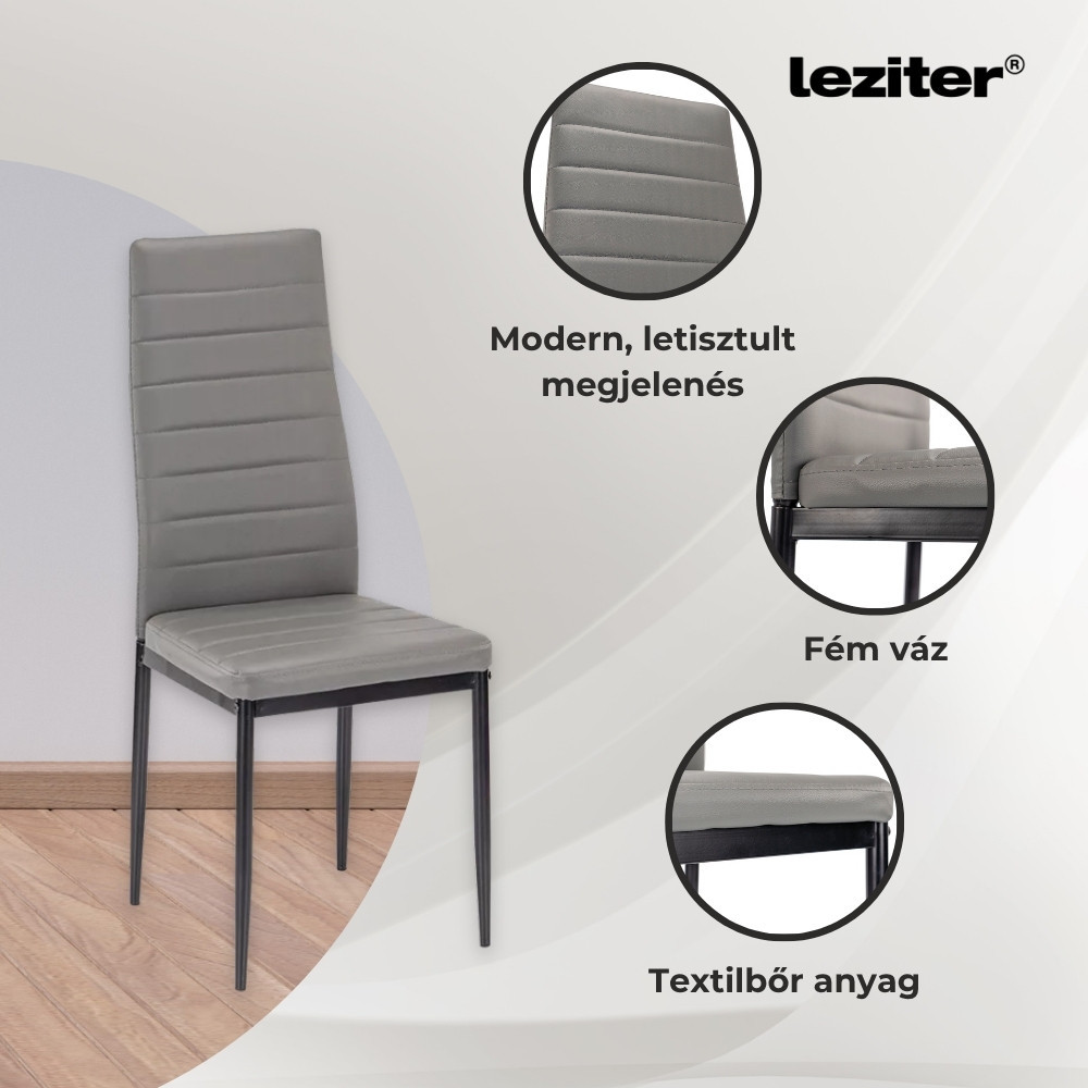 Leziter Set de masă Mateo 4 1 gri-negru Mobalis Homvera