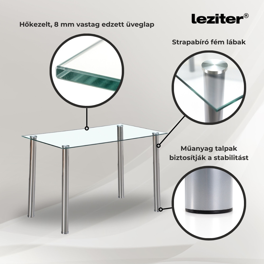 Leziter Set de masă Mateo 4 1 gri-negru Mobalis Homvera