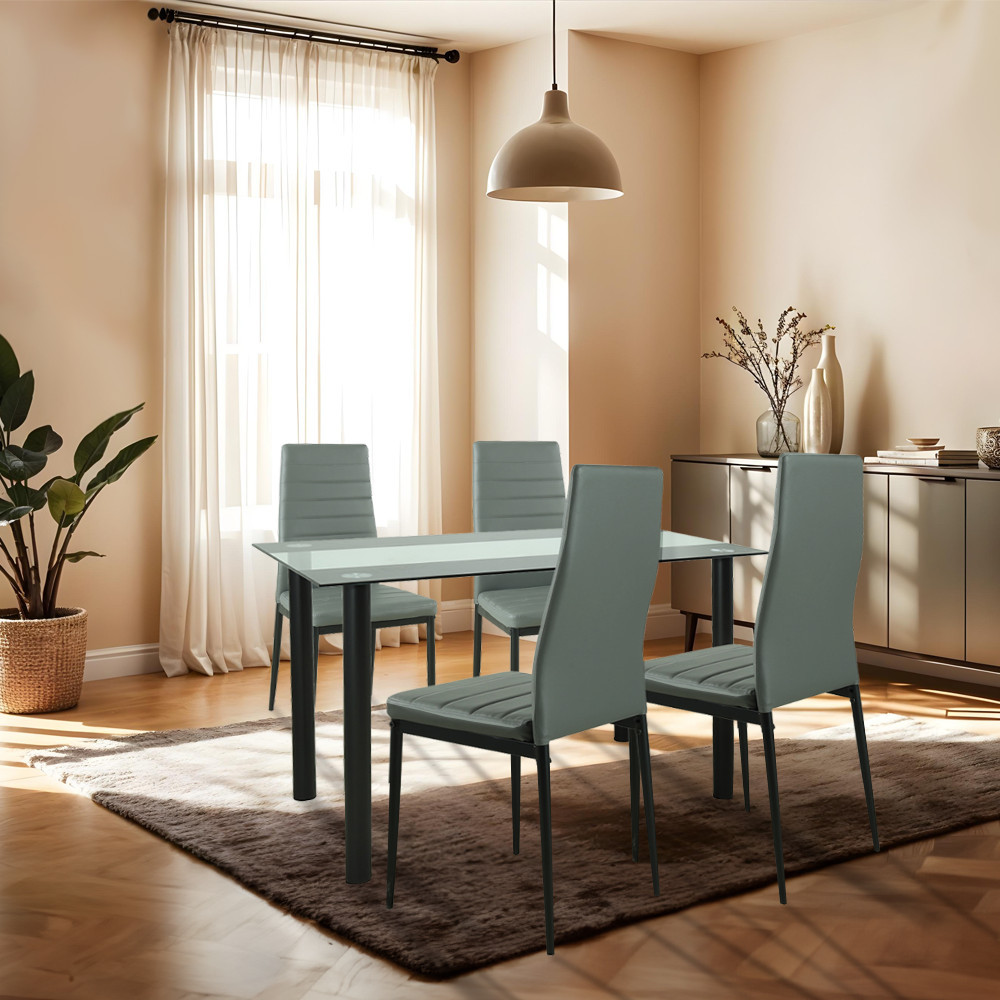 Leziter Set de masă Mezza 4 1 gri-negru Mobalis Homvera