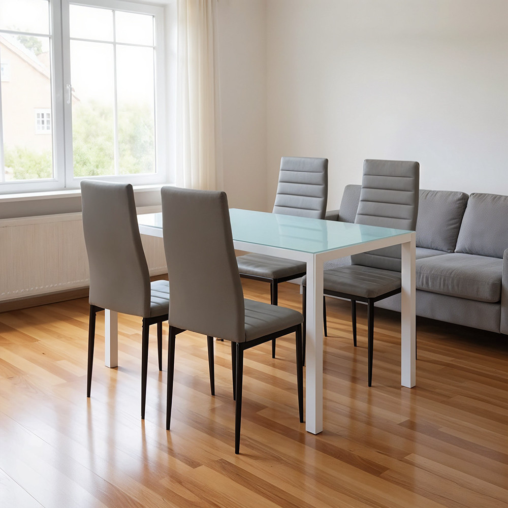 Leziter Set de masă Midland 4 1 gri-negru Mobalis Homvera