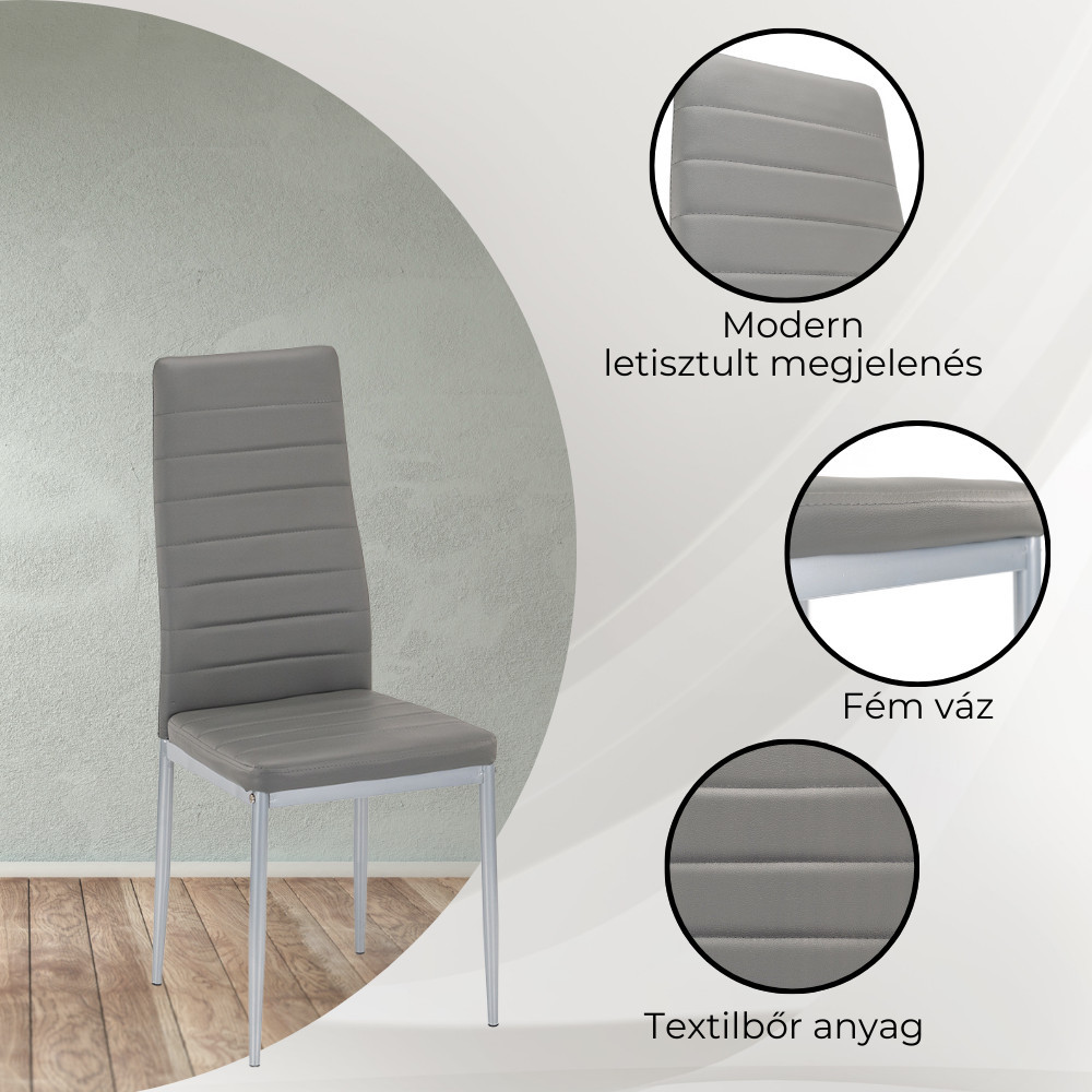 Leziter Set de masă Midland 4 1 gri-negru Mobalis Homvera