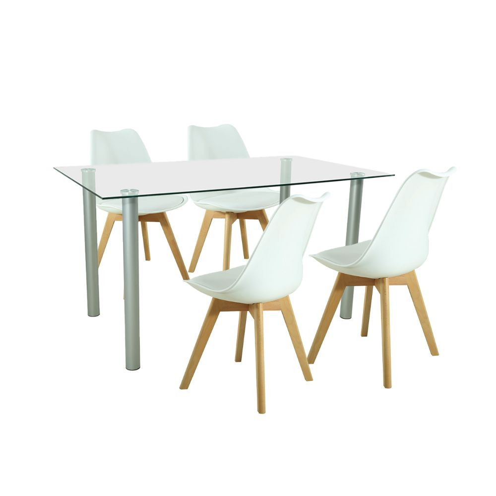 Leziter Set de masă Midori 4 1 alb Mobalis Homvera