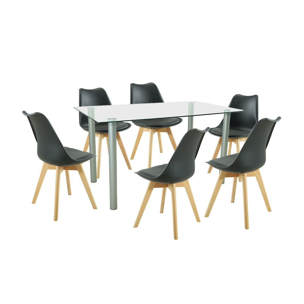 Leziter Set de masă Midori 6 1 negru Mobalis Homvera