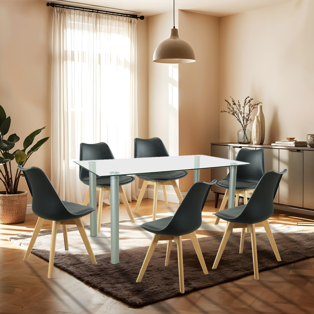 Leziter Set de masă Midori 6 1 negru Mobalis Homvera