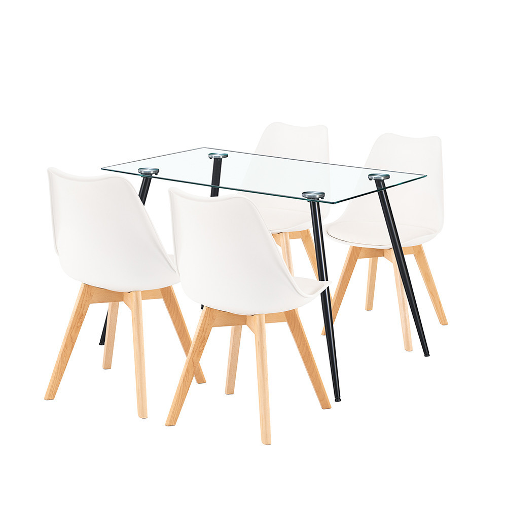 Leziter Set de masă Milo 4 1 alb-negru Mobalis Homvera